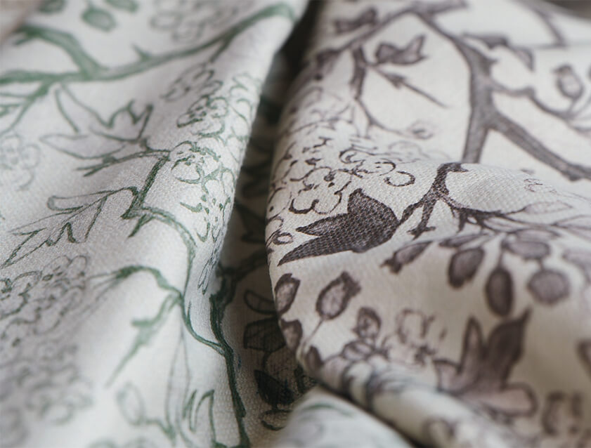 RHS Collection Gertrude Jekyll Linen Cotton Brown and Spring Green